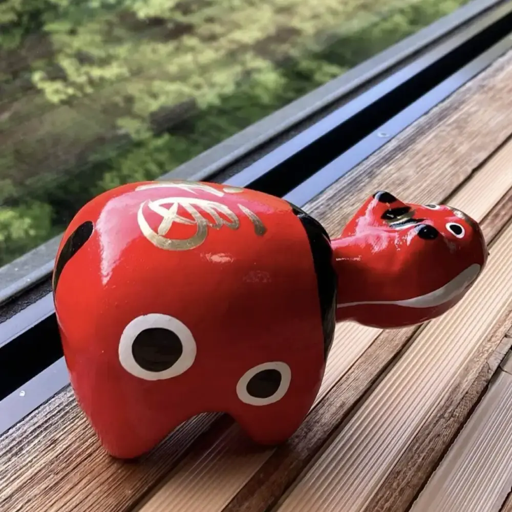 Akabeko Red Lucky Cow Figurine Handcrafted Japanese Home Decor Small - Image 4