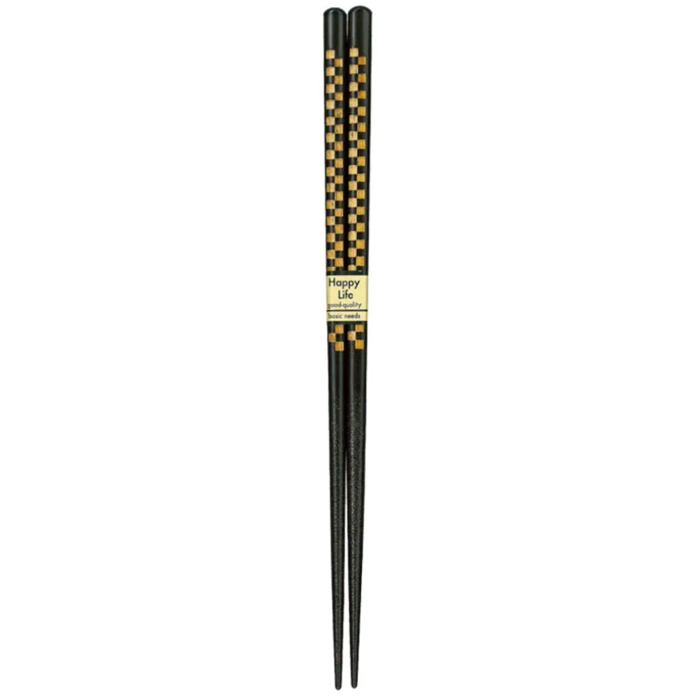 Aoba Dishwasher Safe Wooden Chopsticks Checkered Black & Gold 23cm