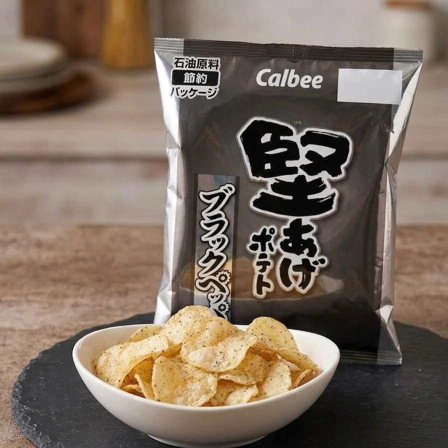 Calbee Kataage Crispy Black Pepper Potato Chips 65g (Box of 12 Bags) - Image 3