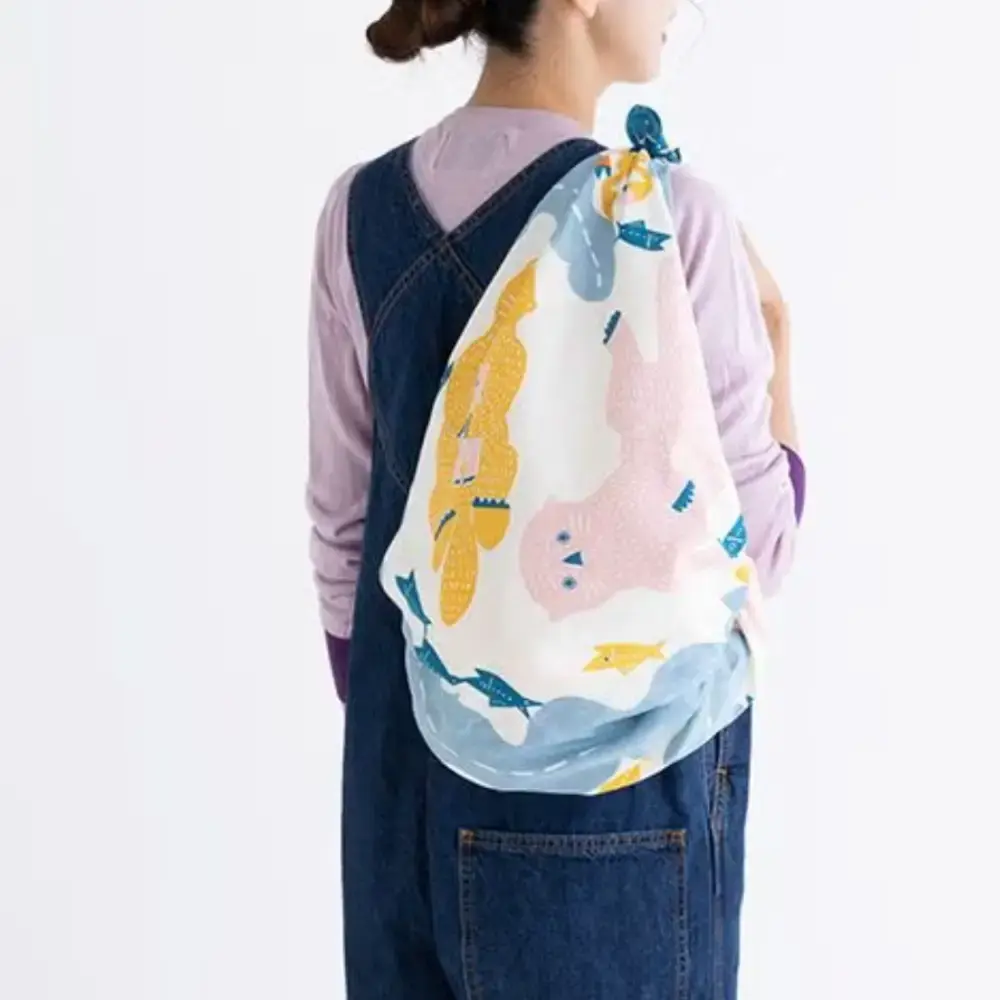 Furoshiki Sea Otter Large Cotton Wrapping Cloth 100cm - Image 3