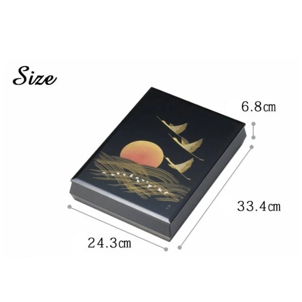Isuke Handcrafted Lacquered Wooden A4 Storage Box Sunrise Crane - Image 3