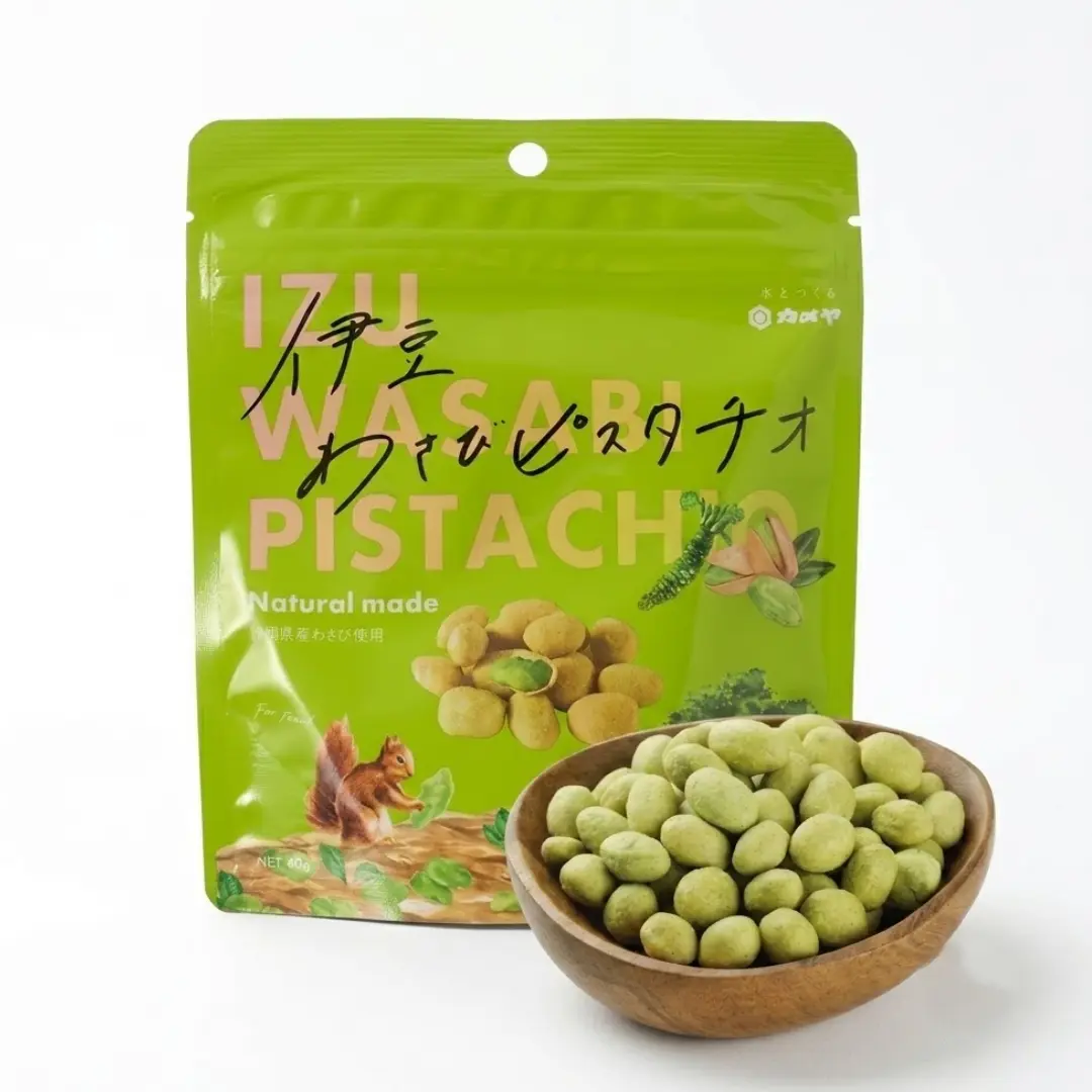 Kameya Wasabi Pistachio Real Wasabi Coated Nuts Snack 40g (Pack of 3) - Image 3