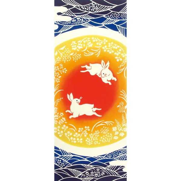 Kenema Tenugui Moonlit Guardian Japanese Traditional Hand Dyed Cloth