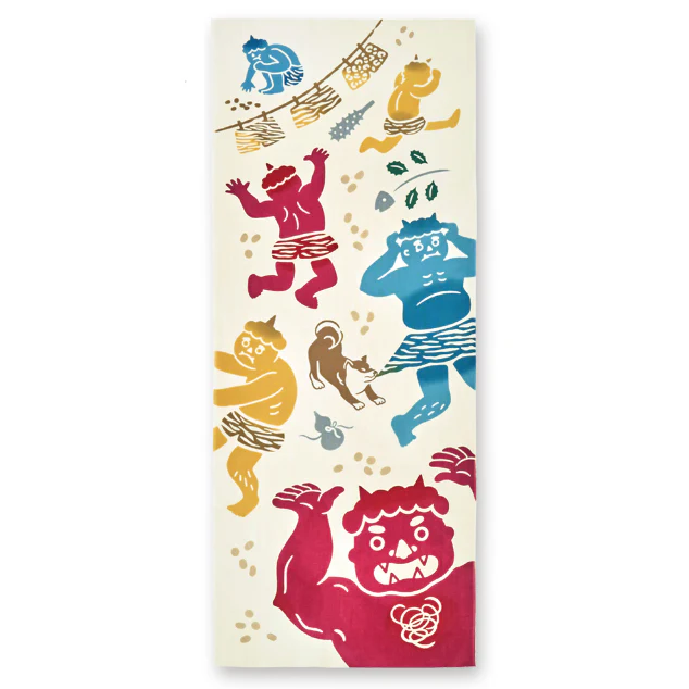 Kenema Tenugui Setsubun Demon Japanese Traditional Hand Dyed Cloth