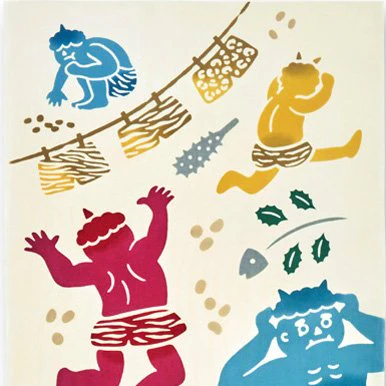 Kenema Tenugui Setsubun Demon Japanese Traditional Hand Dyed Cloth - Image 2