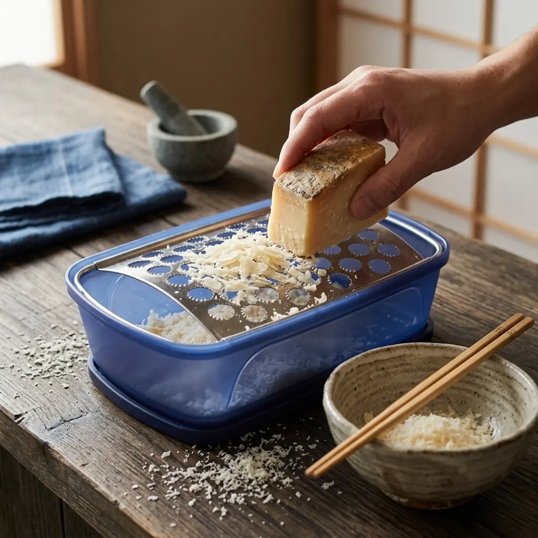 Kiya Multi-Purpose Stainless Steel Food Grater with Built-in Tray (Navy Blue) - Image 3