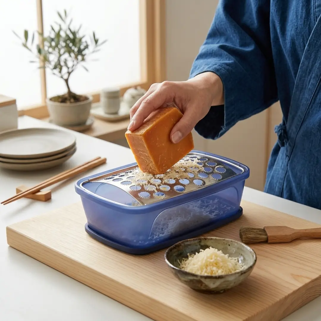 Kiya Multi-Purpose Stainless Steel Food Grater with Built-in Tray (Navy Blue) - Image 4