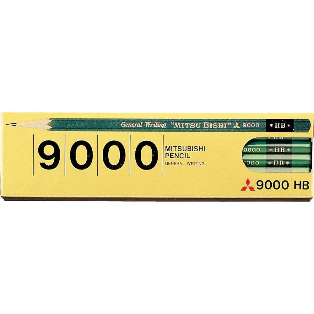 uni Mitsubishi 9000 Graphite Pencils HB 12 Pieces K9000HB