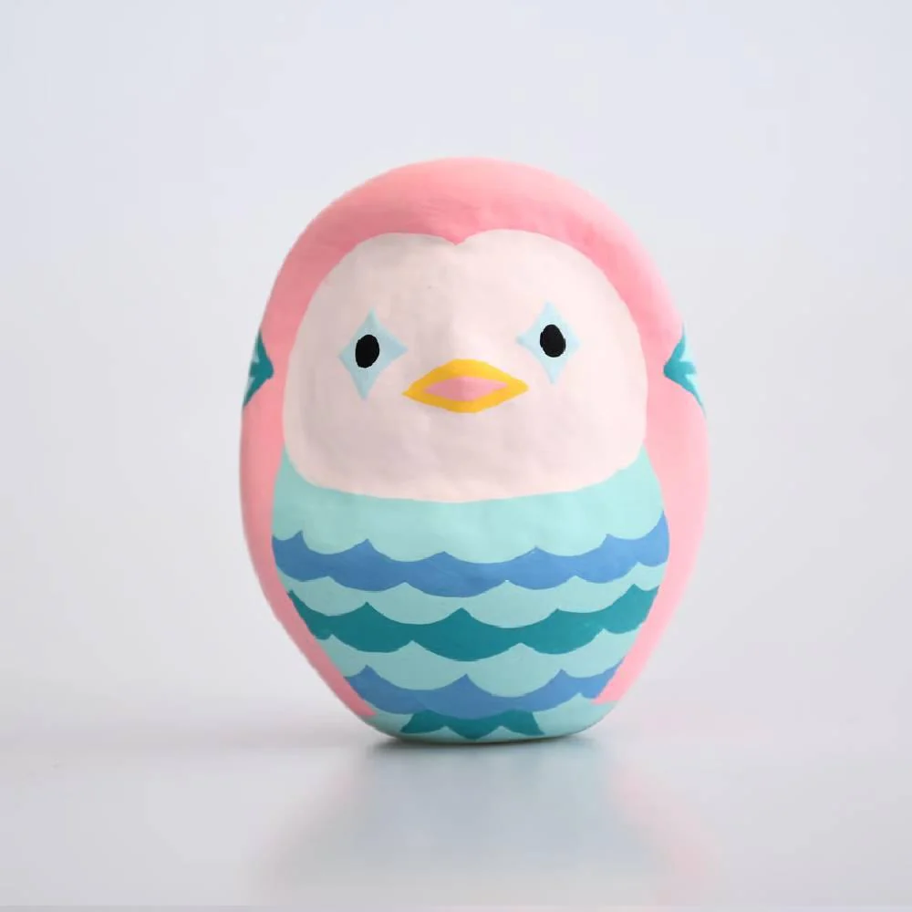 Shirakawa Daruma Amabie Daruma Handmade Cute Pink Yokai Doll 8.5cm