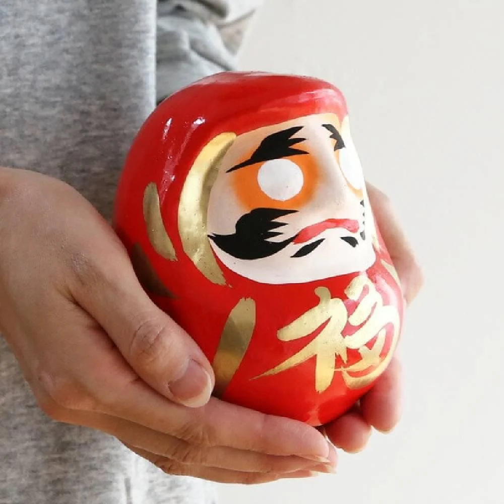 Shirakawa Daruma Doll “Ru” Handmade Good Luck Charm Red Doll 12cm - Image 2