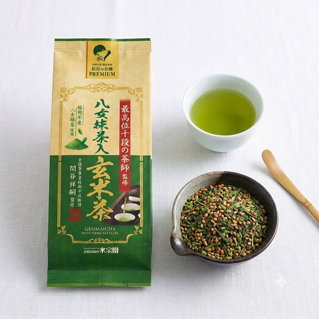 Suisouen Genmaicha Brown Rice Green Tea & Yame Matcha Blend 120g - Image 2
